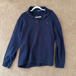 Polo Ralph Lauren Men's Quarter-Zip sweater navy blue size large cotton